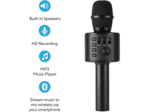 Black Wireless Bluetooth Karaoke Microphone — Karaoke Machine, Core Innovations