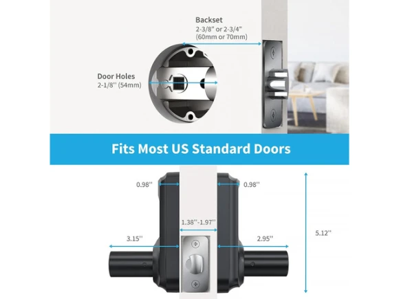 Electronic Keypad Door Lock with Handle, Matte Black — Smart Lock, Signstek