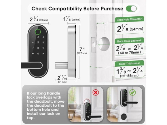 Fingerprint Digital Smart Lock, Silver — Smart Lock, SOYE