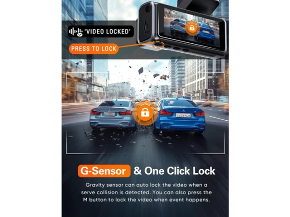 Front-and-Rear Dash Camera for Cars, Silver, Free 64GB Card Included — Dash Cam, Navycrest