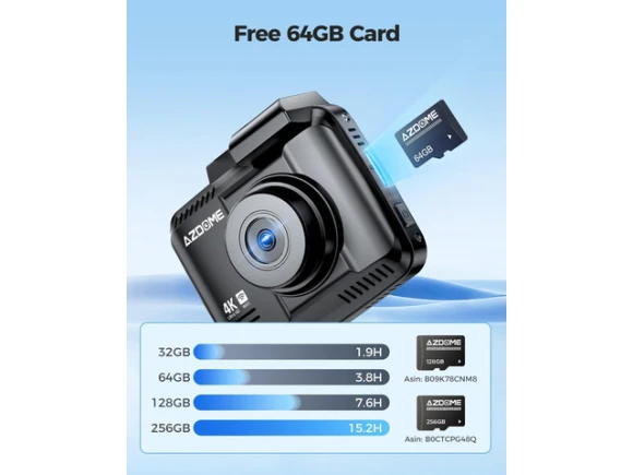 Front and Rear Dual Dash Camera, 4K+1080P — Dash Cam, AZDOME