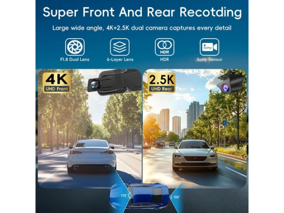 Mirror Dual Dash Camera with 64GB Card — Dash Cam, SOYE