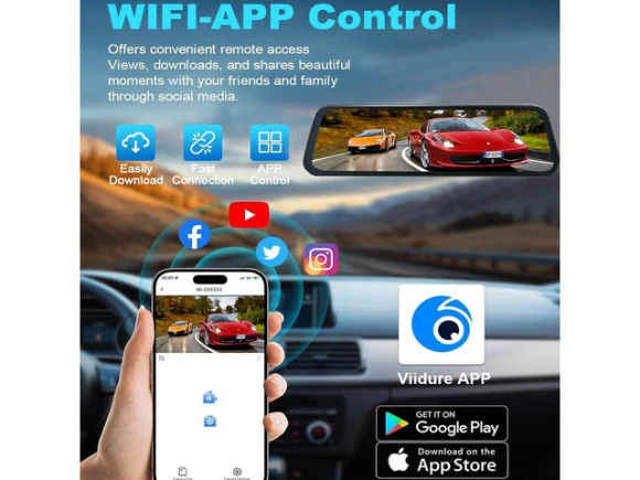 Mirror Dual Dash Camera with 64GB Card — Dash Cam, SOYE