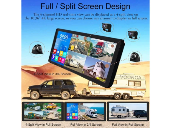 RV Backup Camera System with 4 Cameras and 10.36' Monitor — Backup Camera, SOYE