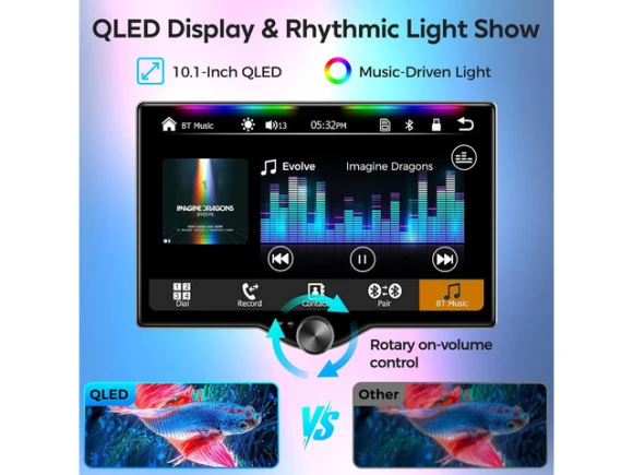 10.1-Inch QLED Car Stereo with Wireless Apple CarPlay and Android Auto — Car Infotainment System, SOYE