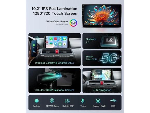 10.2-Inch Car Stereo for Honda Accord, 2008–2013 — Car Infotainment System, SOYE