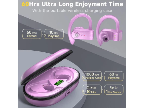 Bluetooth Headphones with Earhooks — Wireless Earbuds, TUKO