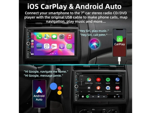 Double DIN Car Stereo with 7-Inch Touch Screen — Car Infotainment System, SOYE