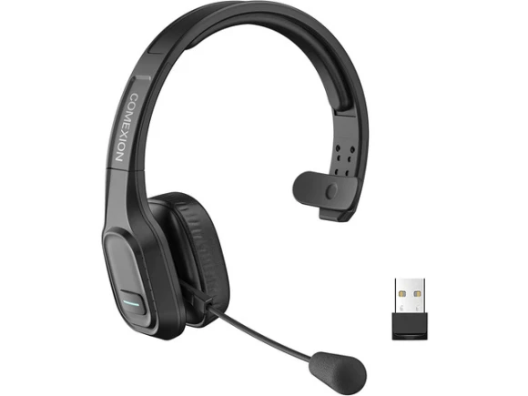 Bluetooth Headset with Noise Cancellation and Microphone Mute — Wireless Earbuds, COMEXION