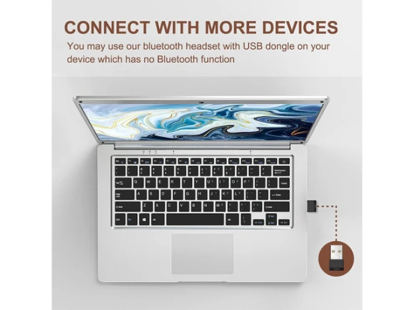 Bluetooth Headset with Noise Cancellation and Microphone Mute — Wireless Earbuds, COMEXION