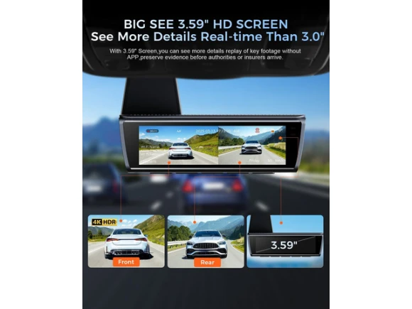 Front and Rear Dash Camera with 3.59-inch IPS Screen — Dash Cam, SUNIVISION