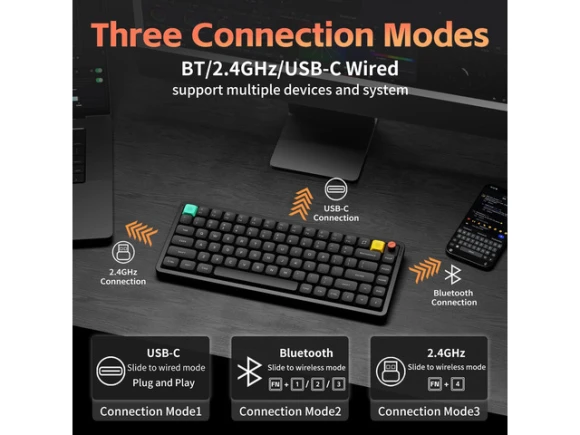 Air75 V3 wireless mechanical keyboard, Black — Bluetooth Keyboard, NuPhy