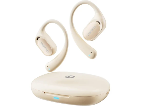 Beige Open-Ear Headphones — Wireless Earbuds, TUKO