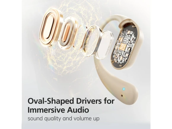 Beige Open-Ear Headphones — Wireless Earbuds, TUKO