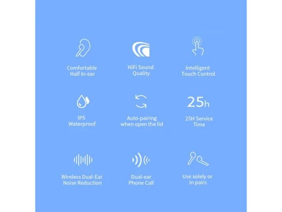 Black Wireless Earphones — Wireless Earbuds, QCY