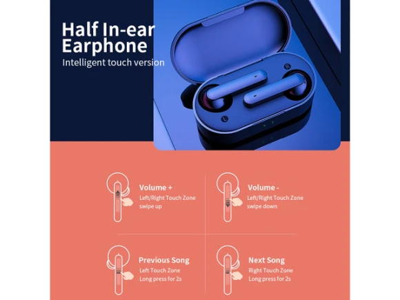 Black Wireless Earphones — Wireless Earbuds, QCY