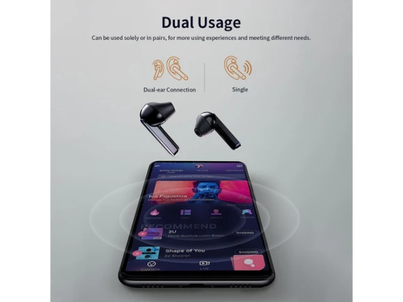 Black Wireless Earphones — Wireless Earbuds, QCY