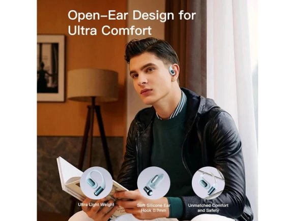 Blue Open-Ear Headphones — Wireless Earbuds, TUKO