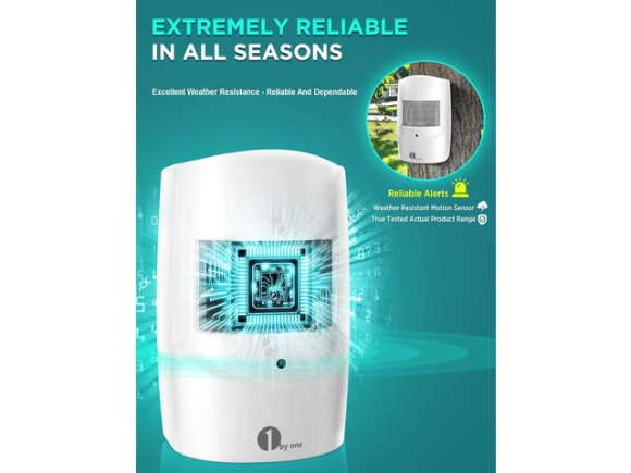 Driveway alarm with 2 PIR detectors and plug-in receiver — Motion Sensor, 1byone