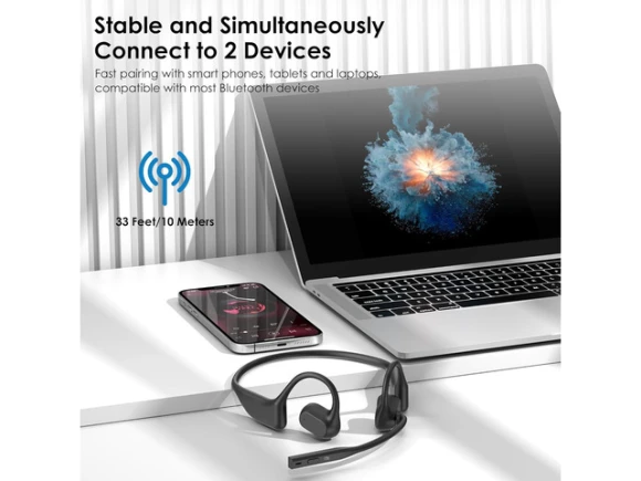 Open-ear Bluetooth Headphones with Microphone — Wireless Earbuds, TUKO