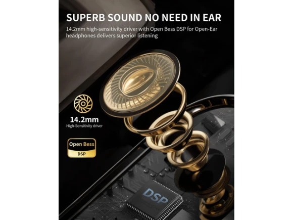 Open-Ear Headphones, Black — Wireless Earbuds, TUKO