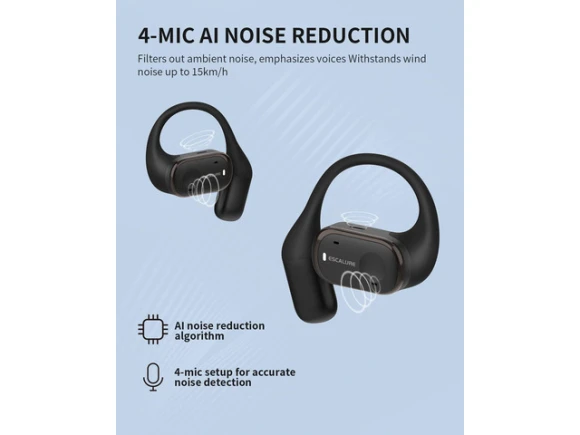 Open-Ear Headphones, Black — Wireless Earbuds, TUKO