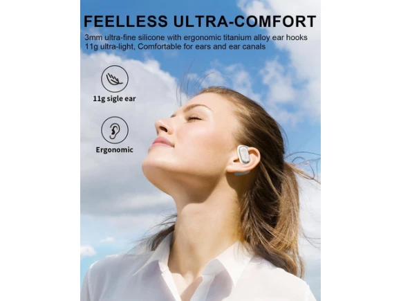 Open-Ear Headphones, Black — Wireless Earbuds, TUKO