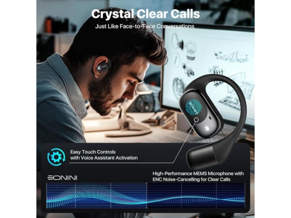 Open-Ear Headphones with Ear Hooks — Wireless Earbuds, TUKO
