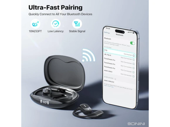 Open-Ear Headphones with Ear Hooks — Wireless Earbuds, TUKO