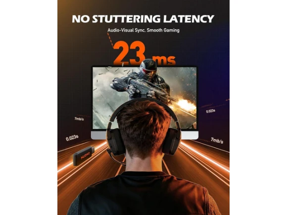 Orange Wireless Gaming Headset — Wireless Earbuds, NUBWO