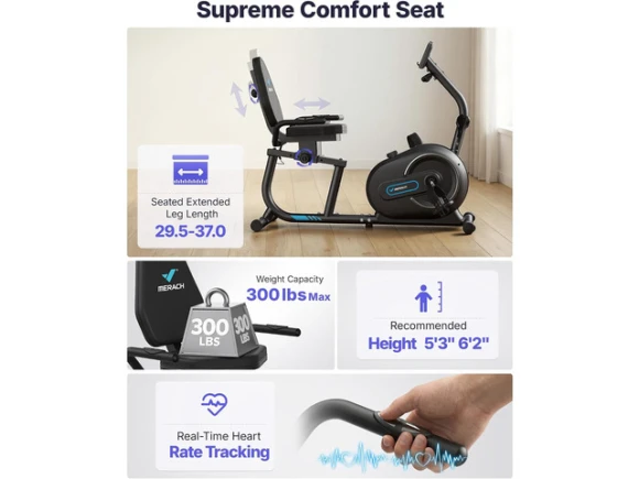 Recumbent Exercise Bike — Connected Equipment, MERACH