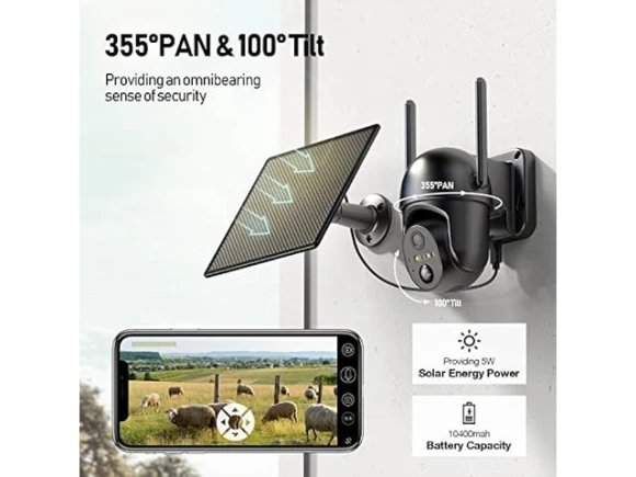 4G LTE Solar Surveillance Camera with 360° Live View — Security Camera, SEHMUA