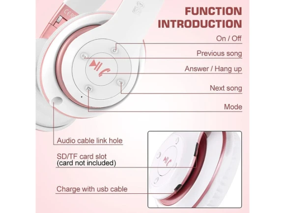 Wireless Over-Ear Headphones 6S, White & Rose Gold — Wireless Earbuds, Generic Logic, Inc.