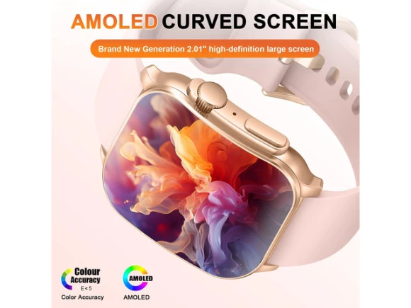 Smartwatch Fitness Tracker with 2.01-inch AMOLED Curved Touchscreen — Smart Watch, Generic Logic, Inc.