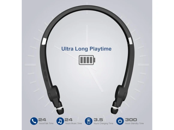 Bluetooth Neckband Headphones, True Black — Wireless Earbuds, Generic Logic, Inc.
