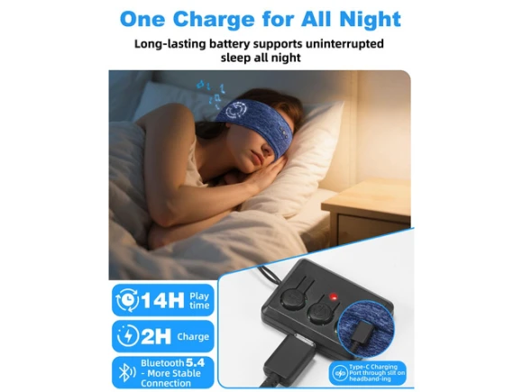 Bluetooth Sleeping-Headphone Headband, Blue & Gray, 2PCS — Wireless Earbuds, Generic Logic, Inc.