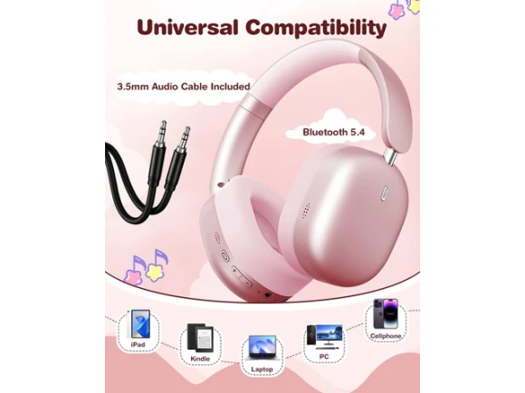 Kids Over-Ear Headphones, Pink — Wireless Earbuds, Generic Logic, Inc.