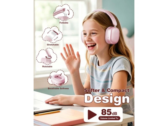 Kids Over-Ear Headphones, Pink — Wireless Earbuds, Generic Logic, Inc.