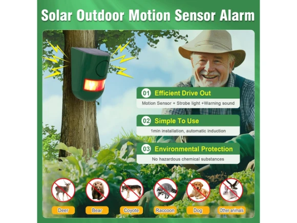 Solar Motion Sensor Alarm, 4 Pack — Motion Sensor, Generic Logic, Inc.