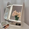 Portable Triple Makeup Mirror with 180° Rotation, Touch Screen, and LED Lighting — Compact & Travel, JingYou-home
