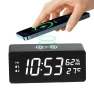 Wooden Wireless Charging Clock with Temperature and Humidity Display — Clocks, Fashionable bags