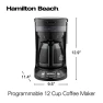 Thumbnail 12 Cup Programmable Drip Coffee Maker with 3 Brew Options, Glass Carafe, Auto Pause and Pour — Coffee Makers, Hamilton Beach