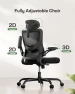 Thumbnail Ergonomic Office Chair with High Back Mesh and Adjustable Lumbar Support — Desk Chairs, Marsail