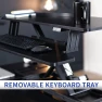 Thumbnail Electric Motor Desk Converter with Height Adjustable Riser and Wide Keyboard Tray — Mounts, VIVO