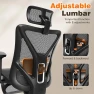 Thumbnail Ergonomic Office Chair with Footrest, Reclining Desk Chair with Adjustable Lumbar Support, 3D Armrest, Headrest & Large... — Desk Chairs, GABRYLLY