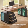 Thumbnail Farmhouse Electric Standing Desk with Drawers and Storage Shelves — Office, SEDETA