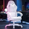 Thumbnail White Gaming Chair with Footrest, Massage, and Reclining — Desk Chairs, TUKAKA