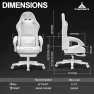 Thumbnail White Gaming Chair with Footrest, Massage, and Reclining — Desk Chairs, TUKAKA