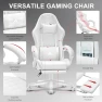 Thumbnail White Gaming Chair with Footrest, Massage, and Reclining — Desk Chairs, TUKAKA