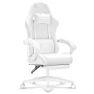Thumbnail White Gaming Chair with Footrest, Massage, and Reclining — Desk Chairs, TUKAKA